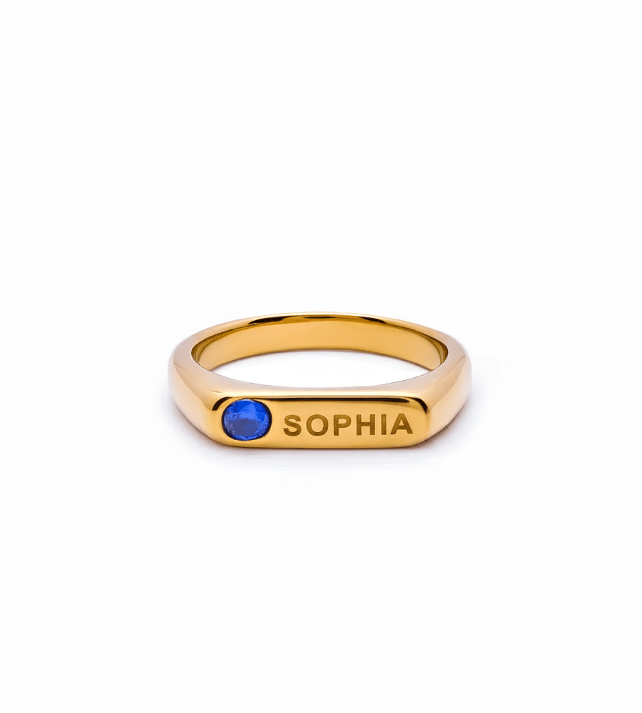Dainty Birthstone Custom Name Ring - Mireva Jewelry