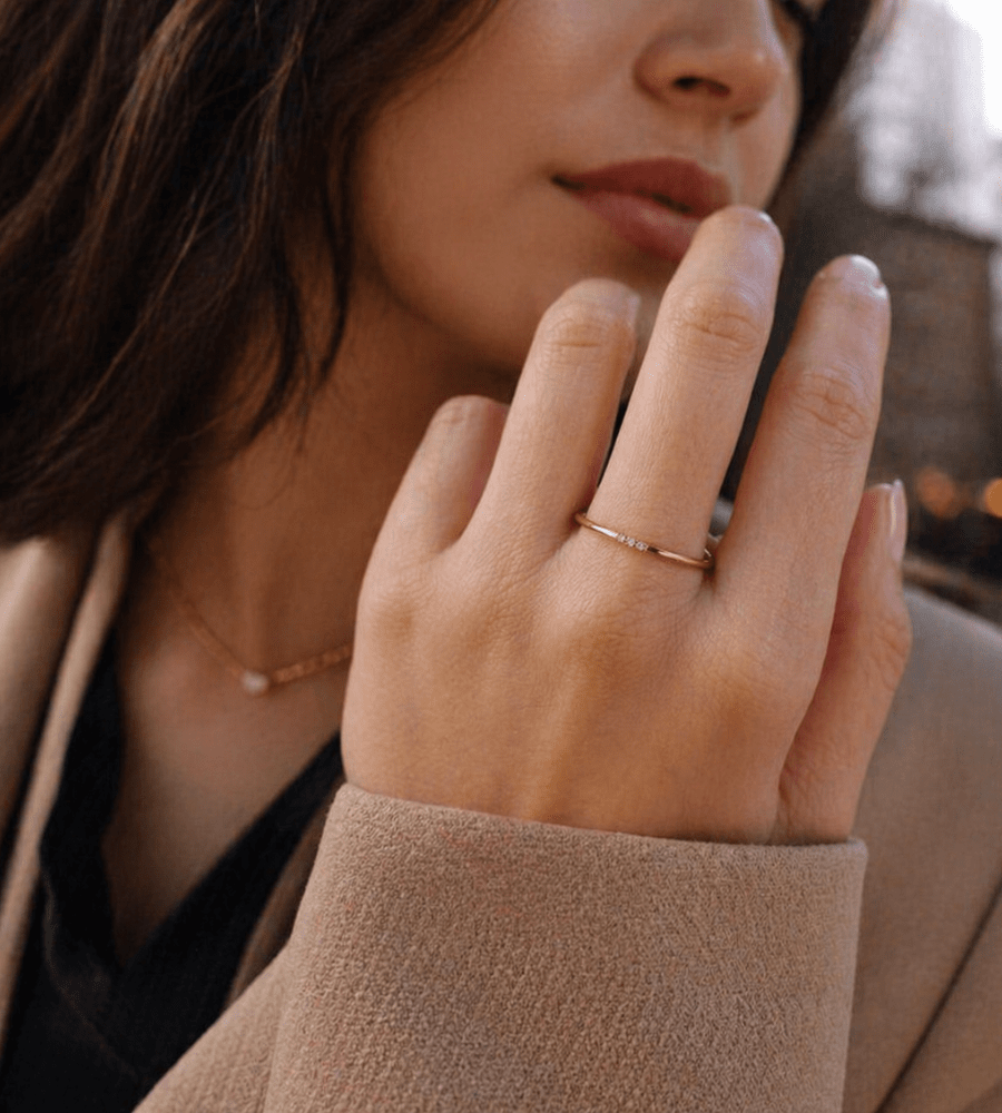Dainty Diamond Stacking Ring - Mireva Jewelry