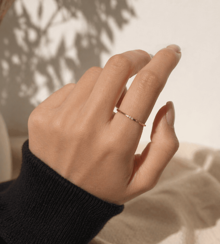 Dainty Diamond Stacking Ring - Mireva Jewelry