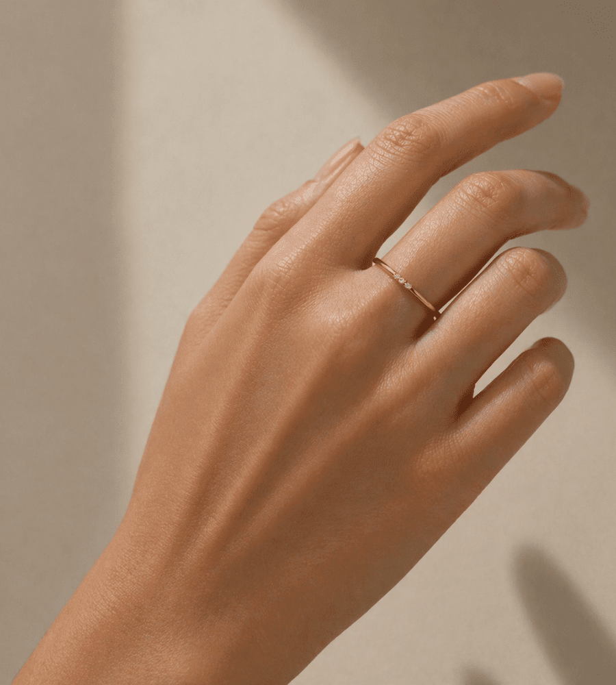 Dainty Diamond Stacking Ring - Mireva Jewelry