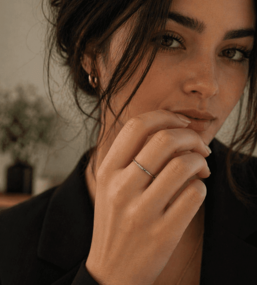 Dainty Diamond Stacking Ring - Mireva Jewelry