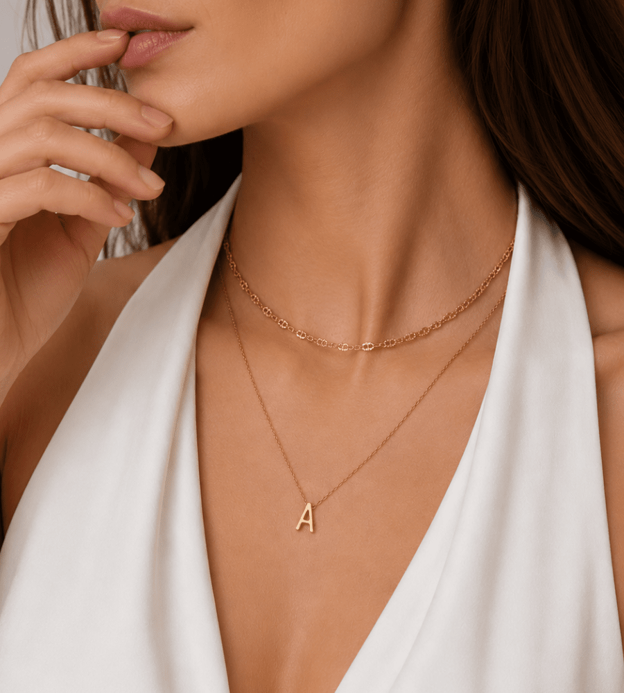Dainty Initial Charm Necklace - Mireva Jewelry