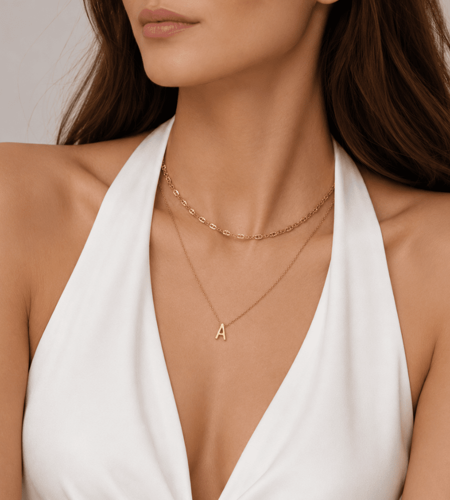 Dainty Initial Charm Necklace - Mireva Jewelry