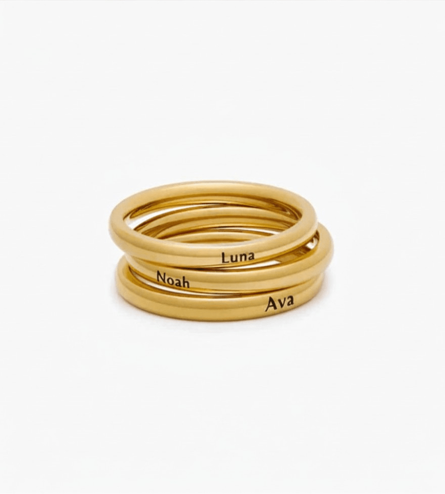 Dainty Stackable Name Ring - Mireva Jewelry
