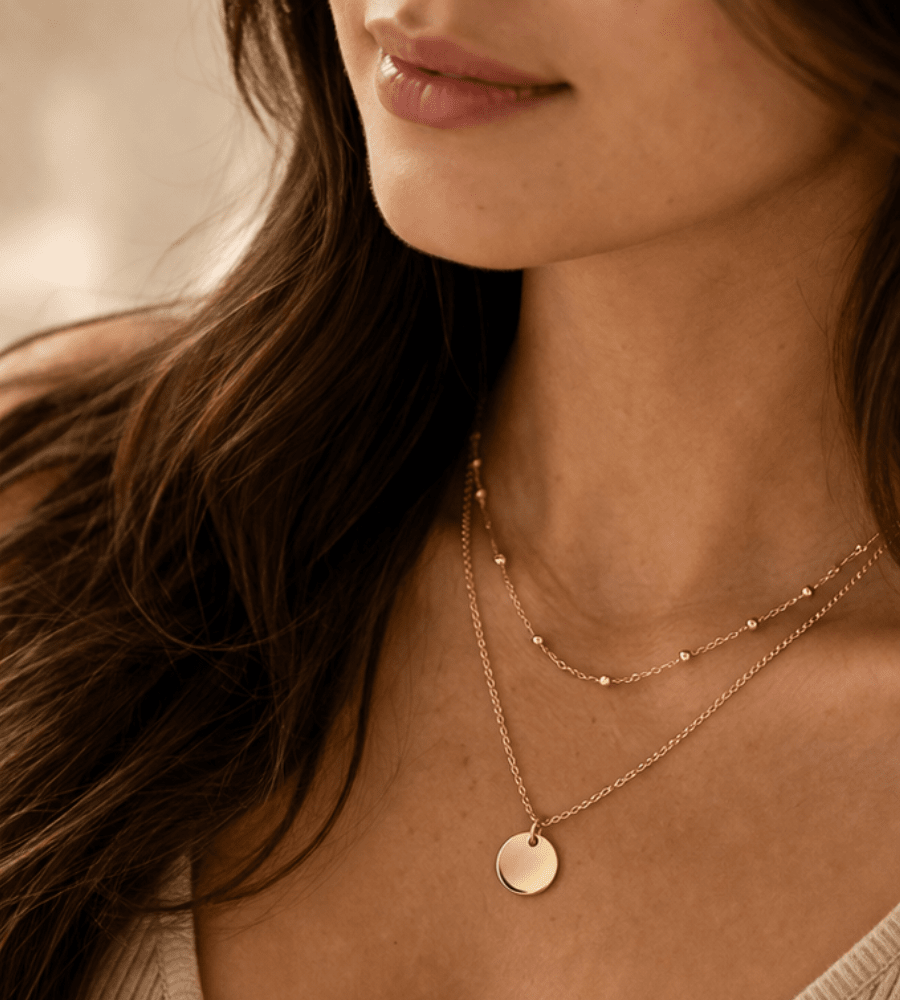Disc Layered Necklace - Mireva Jewelry
