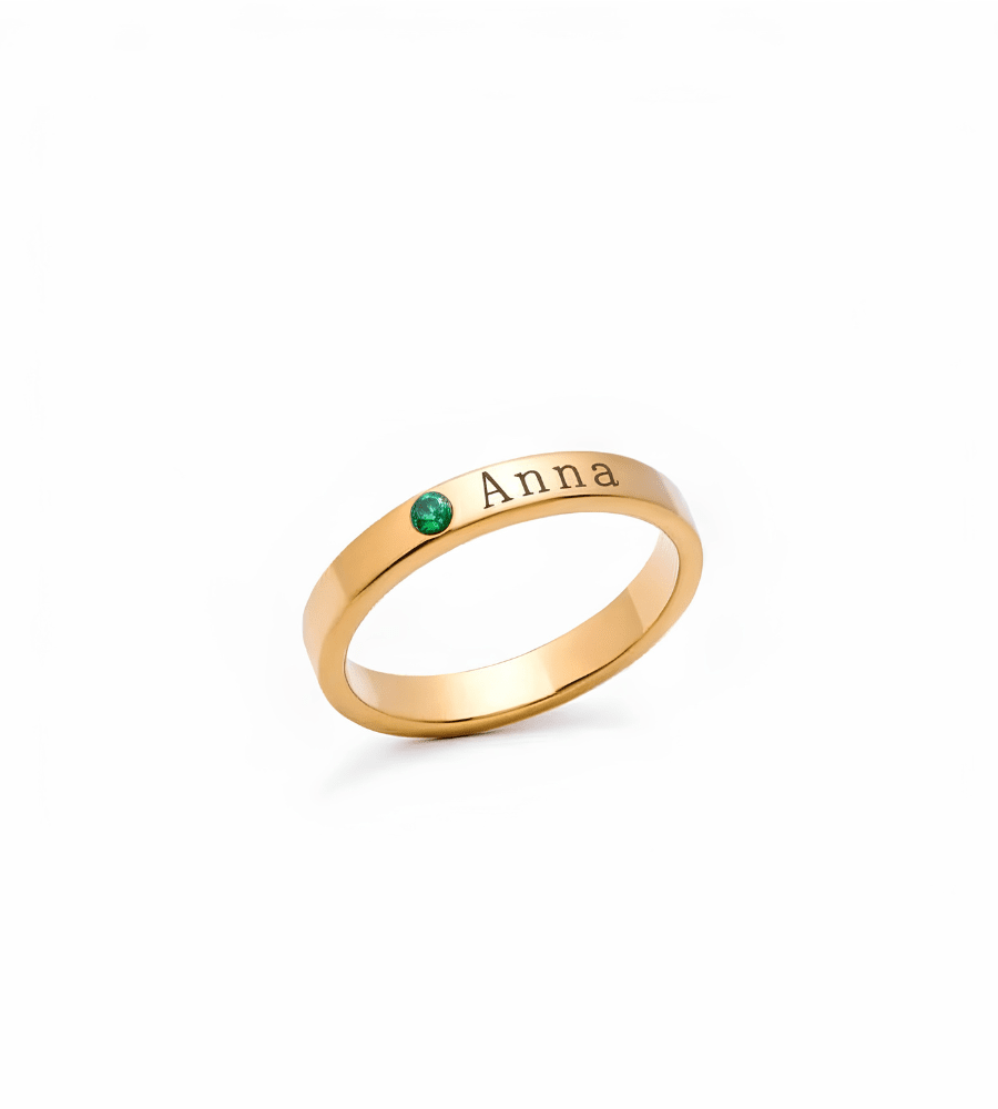 Engraved Birthstone Name Ring - Mireva Jewelry