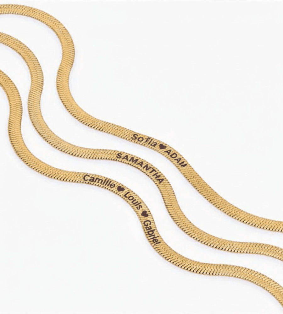Engraved Herringbone Necklace - Mireva Jewelry