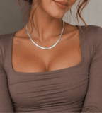 Engraved Herringbone Necklace - Mireva Jewelry
