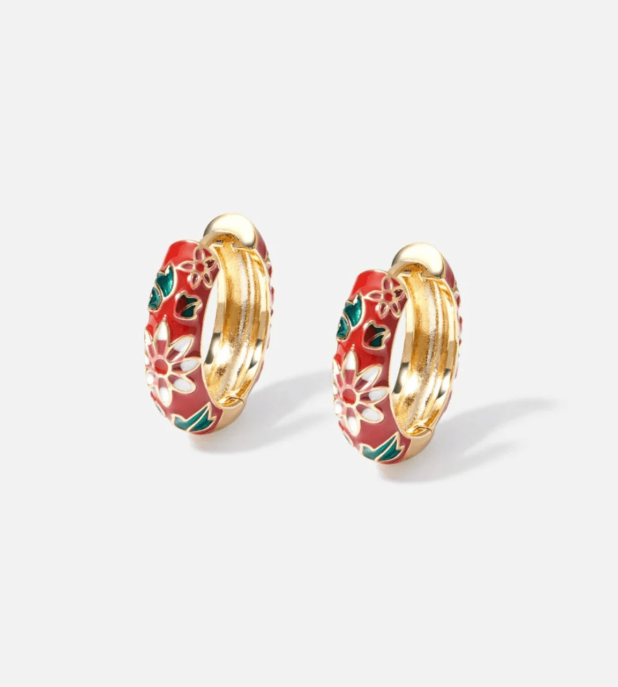 Flower Hoop Earrings - Mireva Jewelry
