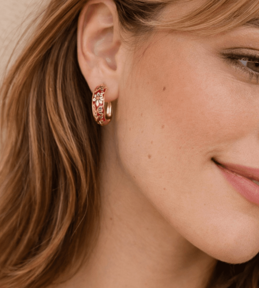 Flower Hoop Earrings - Mireva Jewelry