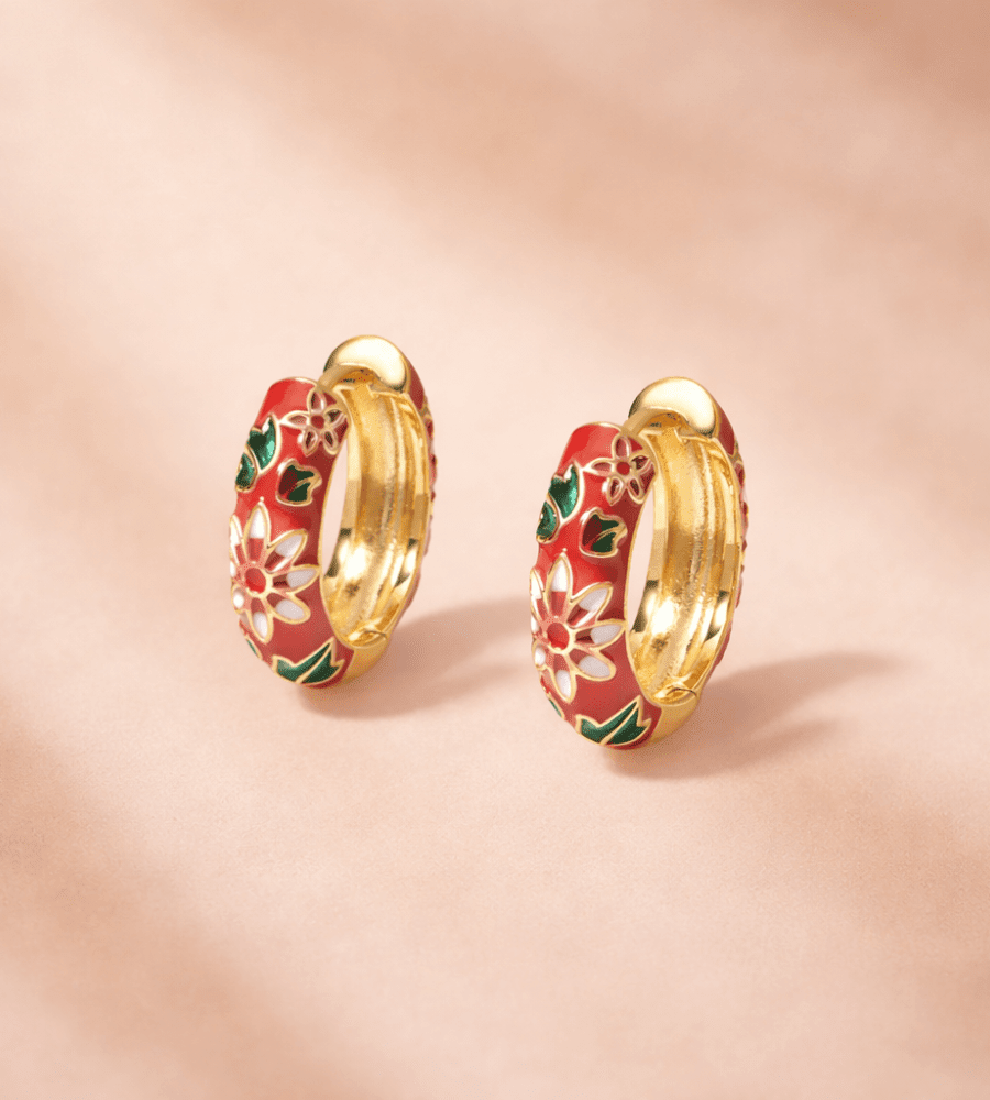 Flower Hoop Earrings - Mireva Jewelry