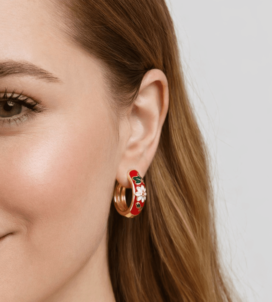 Flower Hoop Earrings - Mireva Jewelry