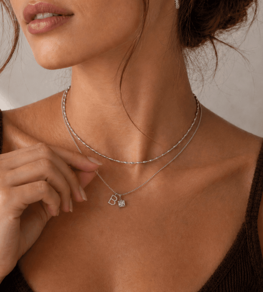 Gem Initial Necklace - Mireva Jewelry