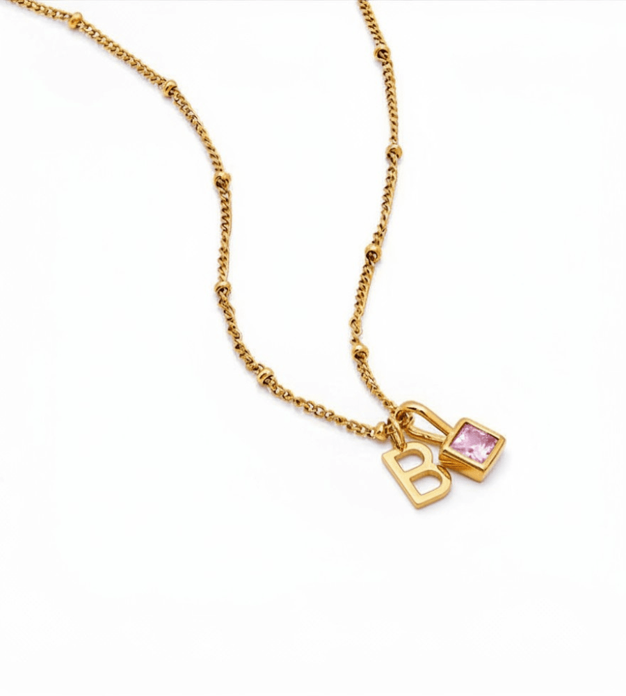Gem Initial Necklace - Mireva Jewelry
