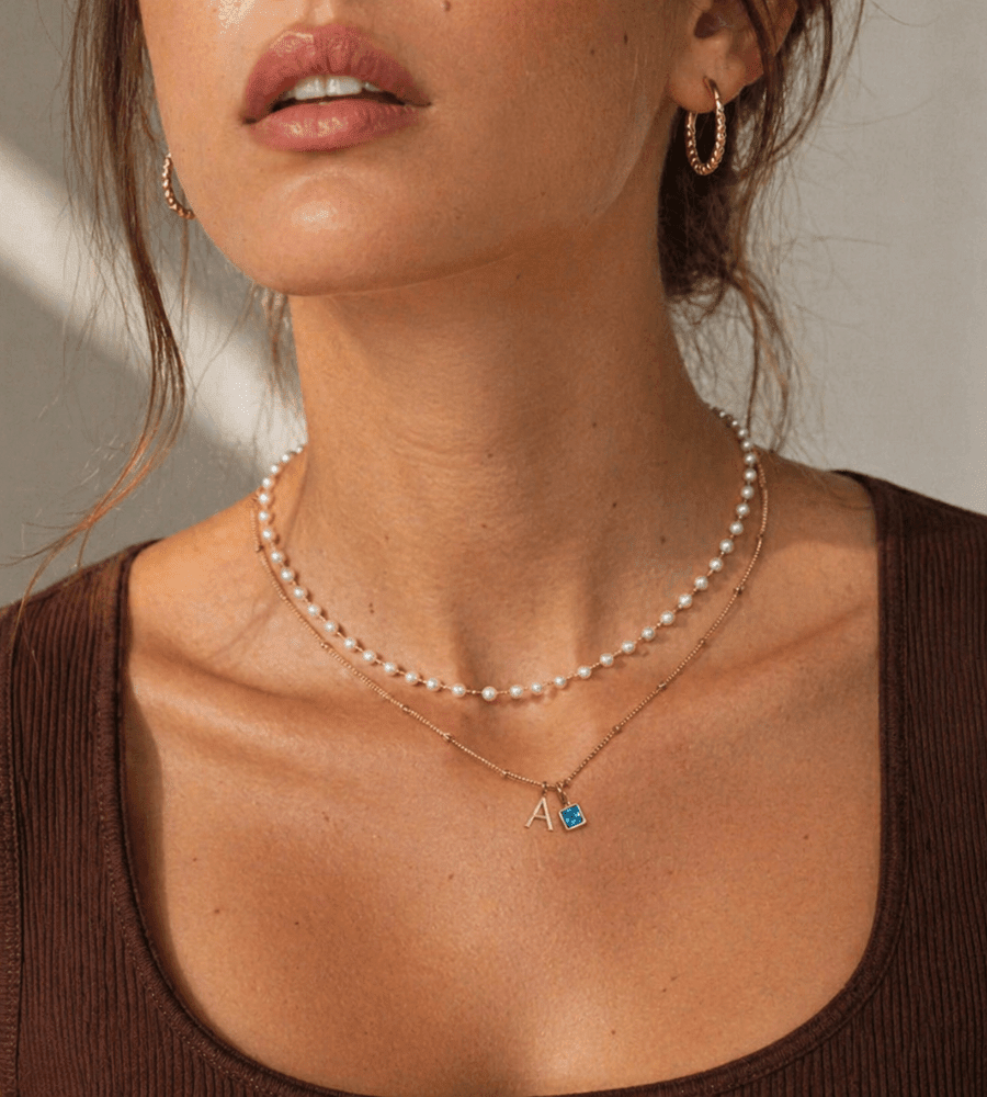 Gem Initial Necklace - Mireva Jewelry