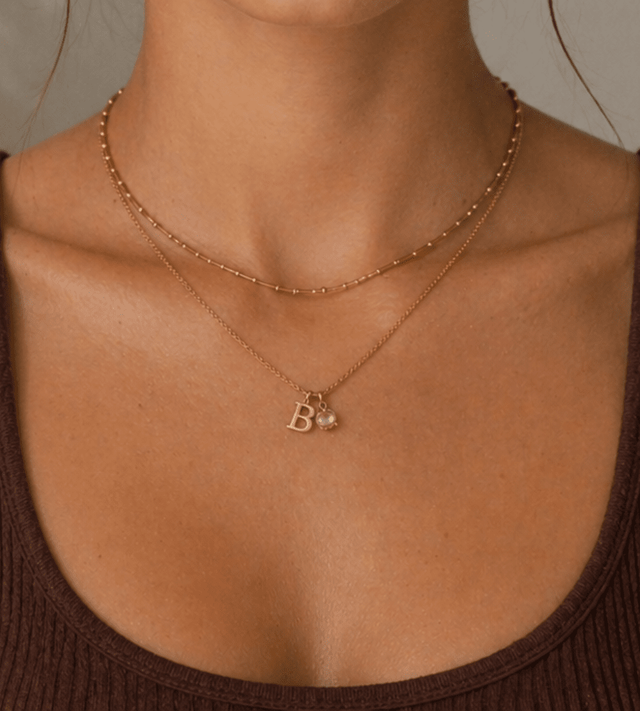 Gem Initial Necklace - Mireva Jewelry