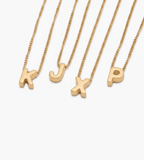 Gold Bubble Initial Charm Necklace - Mireva Jewelry
