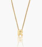 Gold Bubble Initial Charm Necklace - Mireva Jewelry