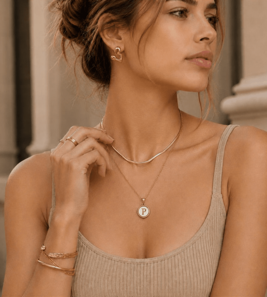 Gold Pearl Initial Pendant Necklace - Mireva Jewelry