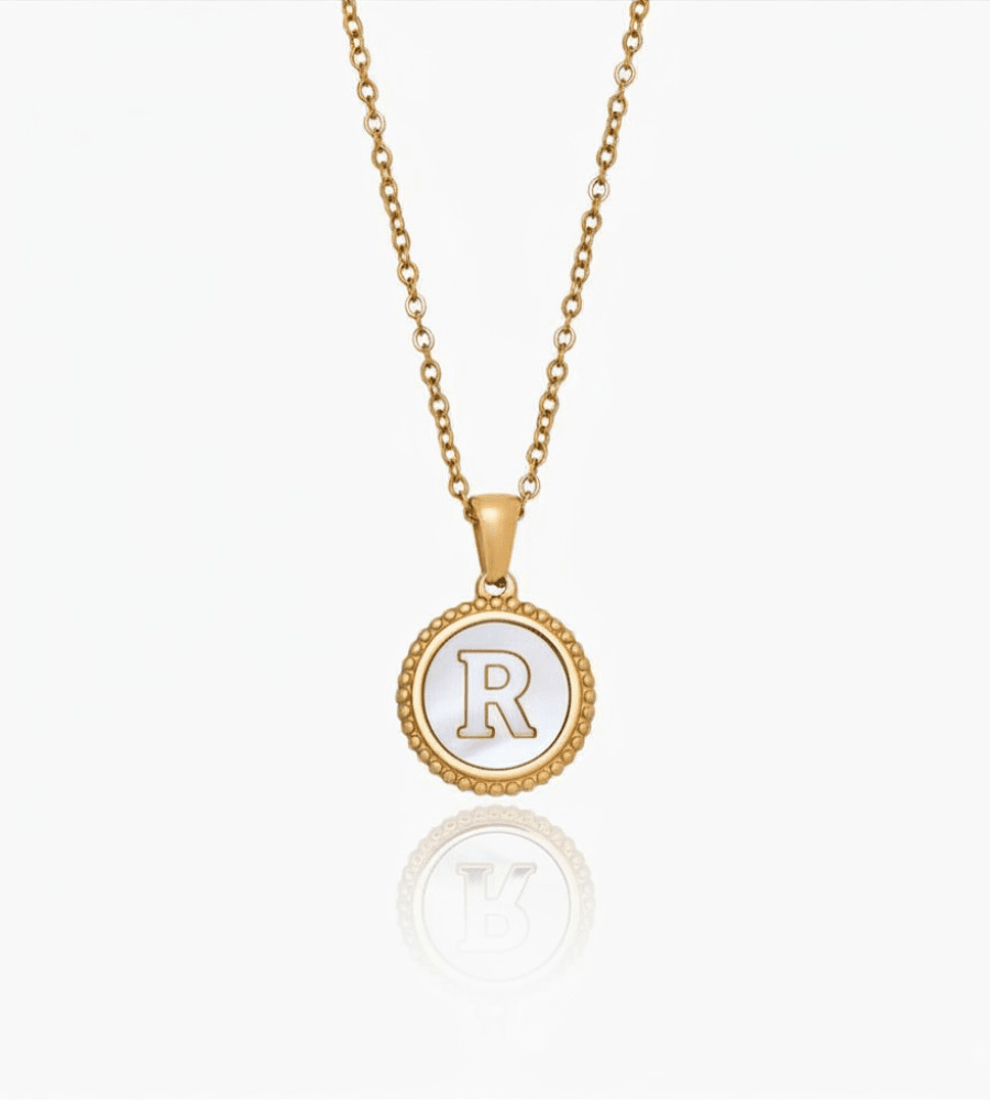 Gold Pearl Initial Pendant Necklace - Mireva Jewelry