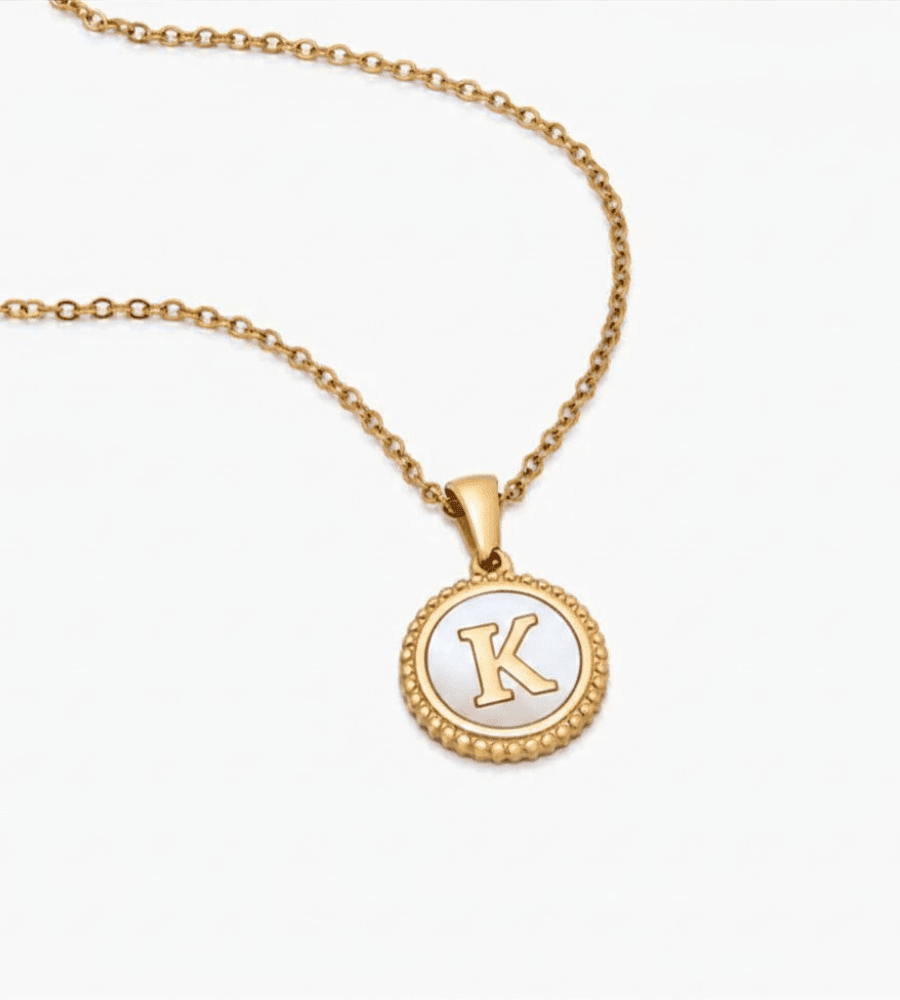 Gold Pearl Initial Pendant Necklace - Mireva Jewelry