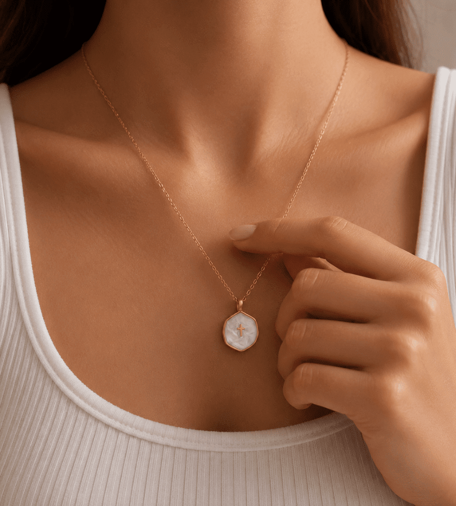 Golden Cross Pendant Necklace - Mireva Jewelry