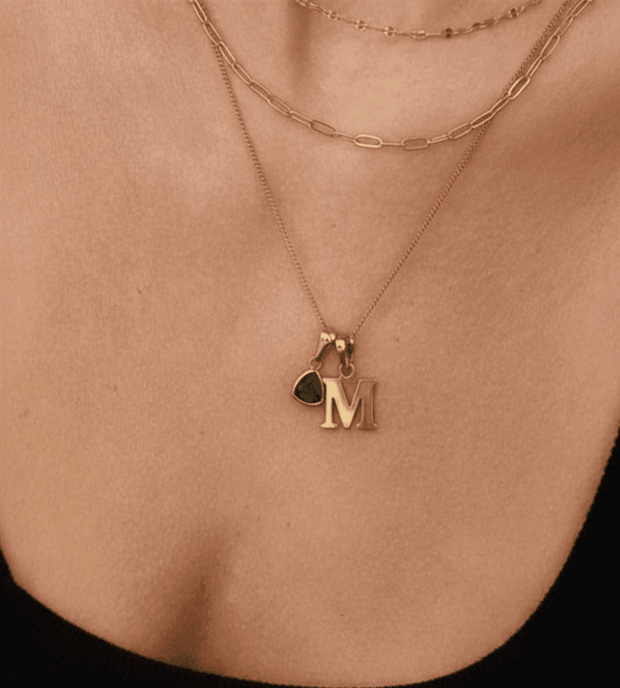 Initial Birthstone Charm Necklace - Mireva Jewelry