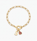 Initial & Birthstone Paperclip Chain Bracelet - Mireva Jewelry