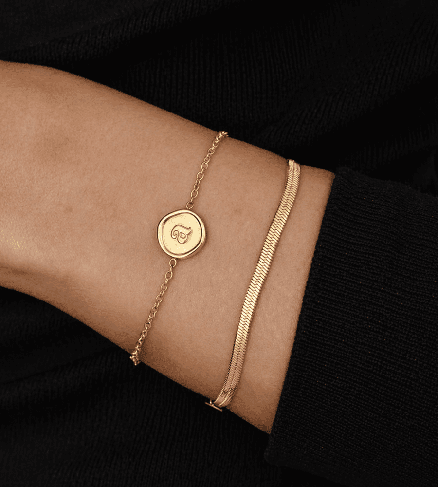 Initial Stamp Bracelet - Mireva Jewelry