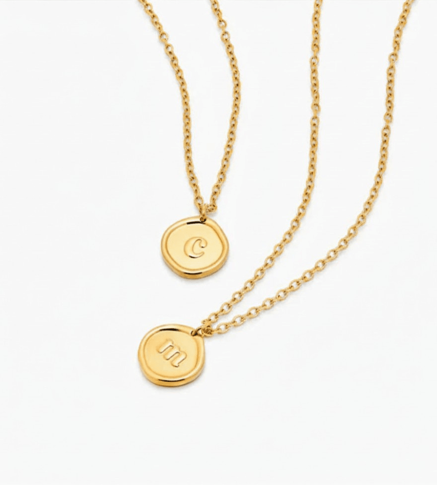 Initial Stamp Necklace - Mireva Jewelry