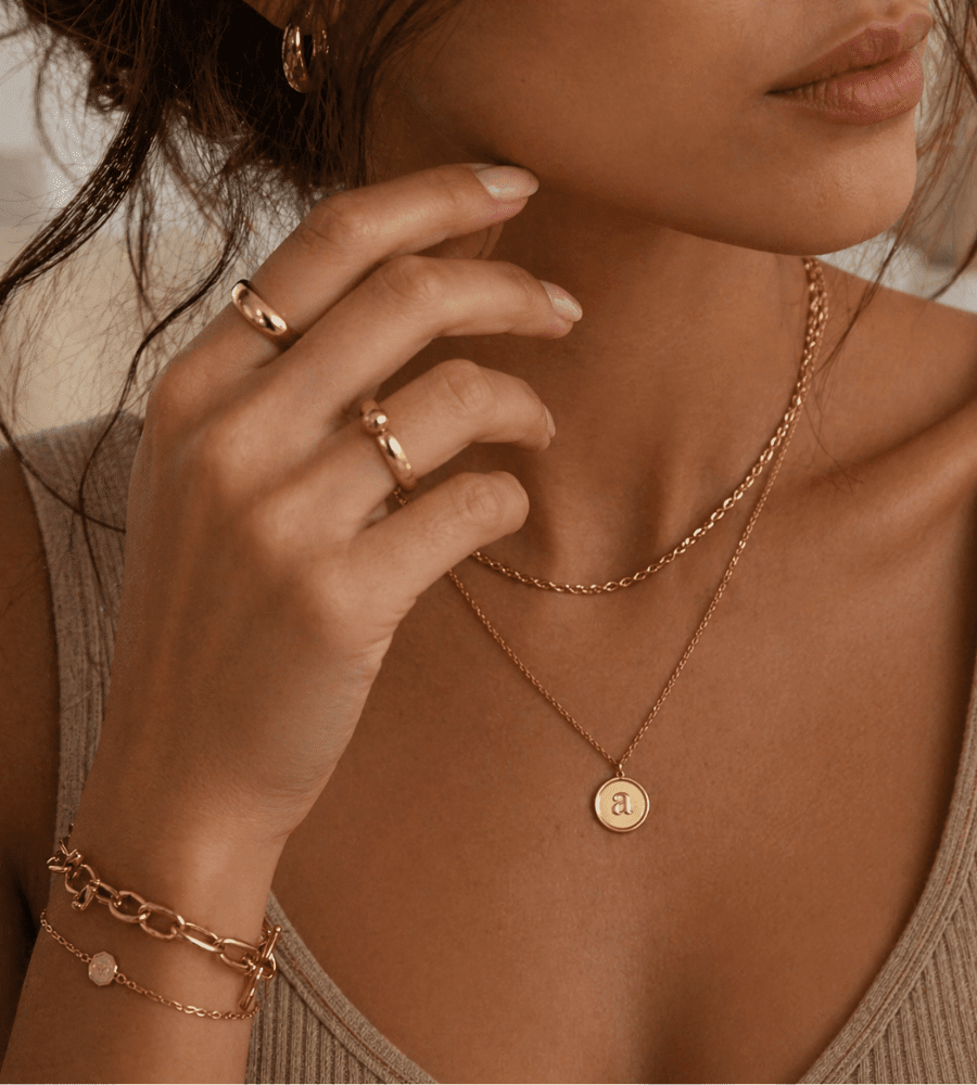 Initial Stamp Necklace - Mireva Jewelry