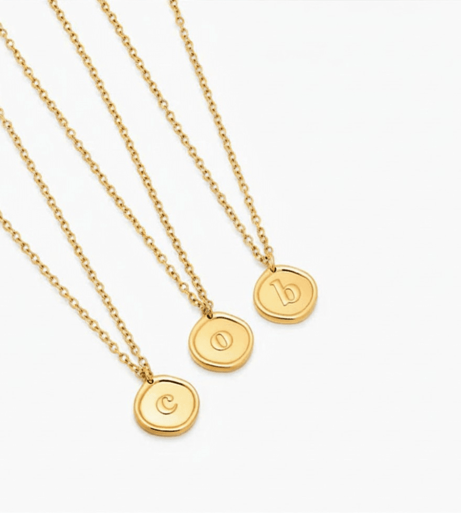 Initial Stamp Necklace - Mireva Jewelry