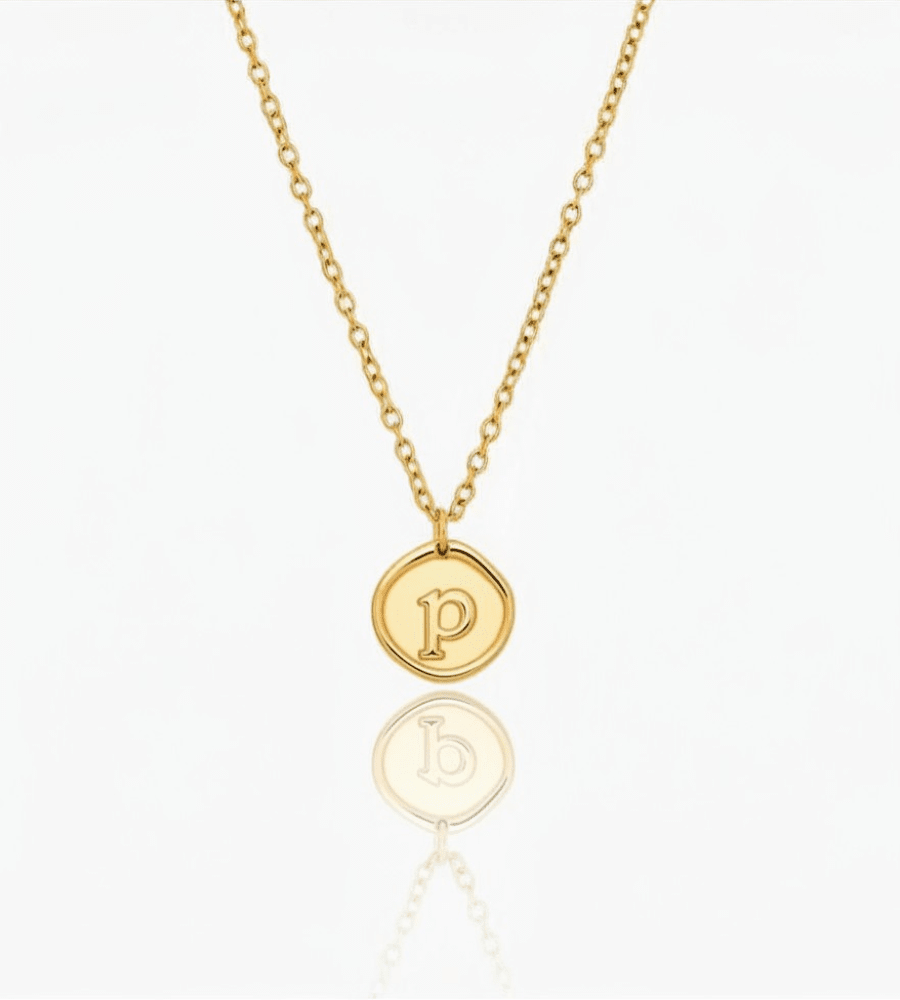 Initial Stamp Necklace - Mireva Jewelry