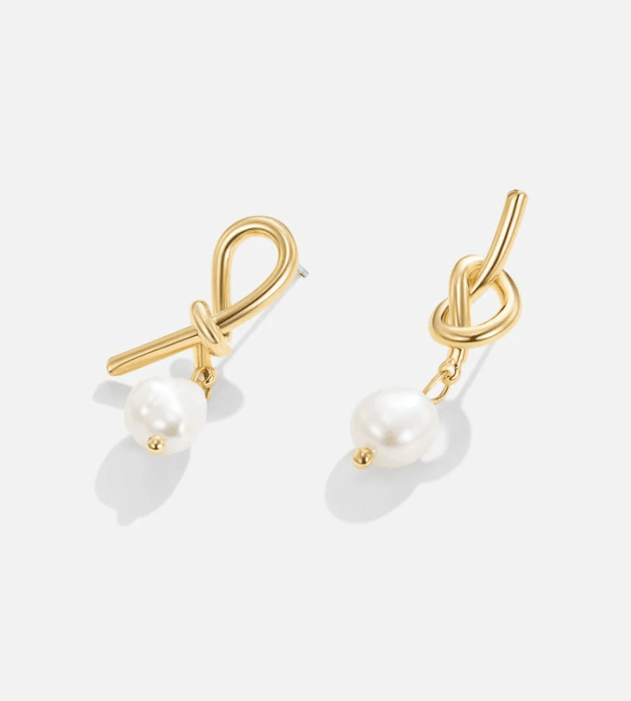 Knotted Pearl Earrings - Mireva Jewelry