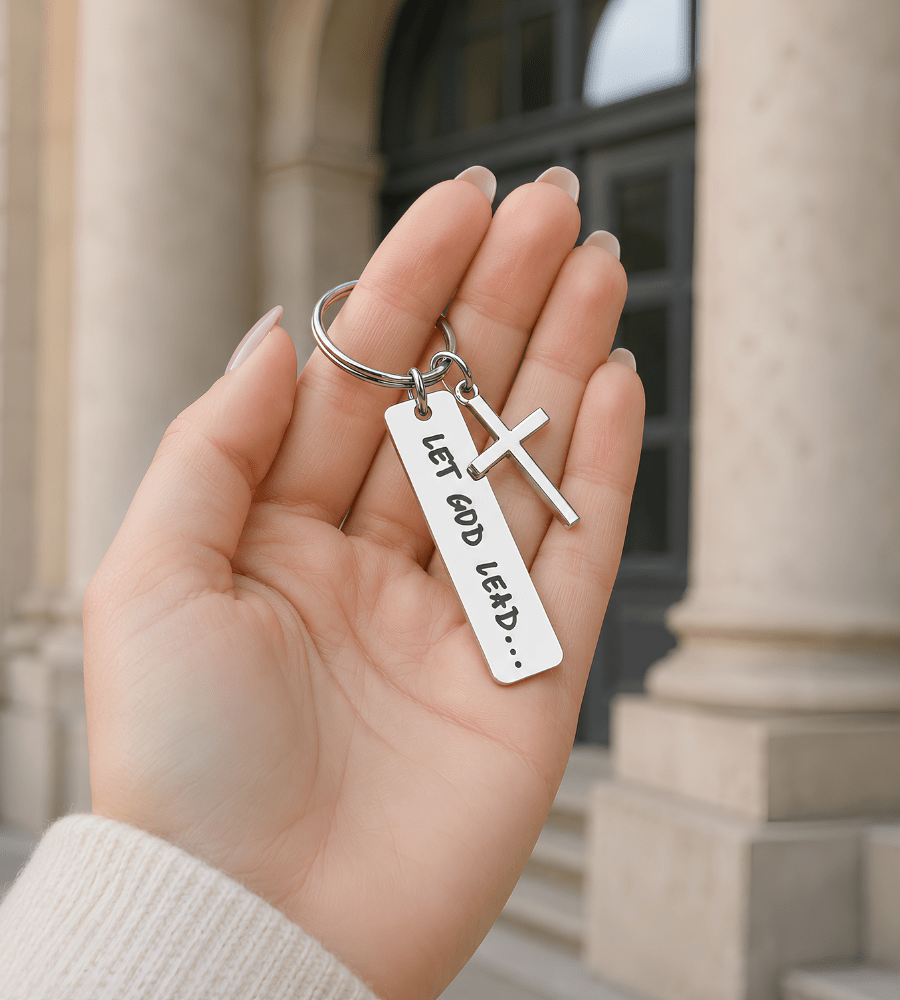 Let God Lead Cross Keychain - Mireva Jewelry