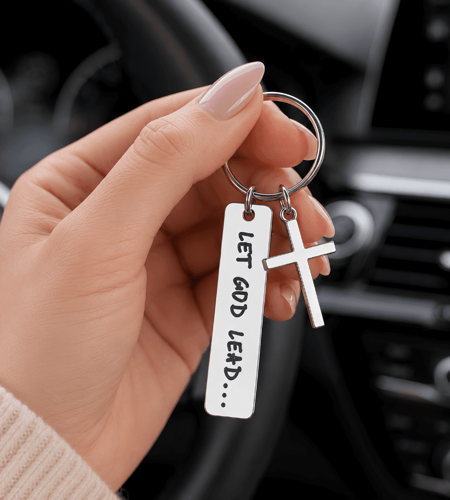 Let God Lead Cross Keychain - Mireva Jewelry