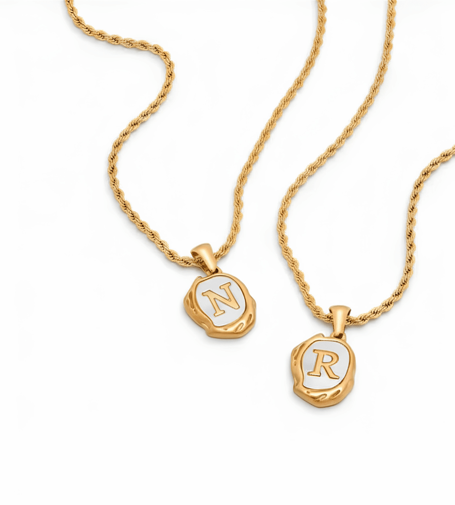 Mother of Pearl Initial Pendant Necklace - Mireva Jewelry