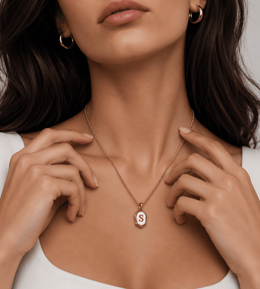 Mother of Pearl Initial Pendant Necklace - Mireva Jewelry