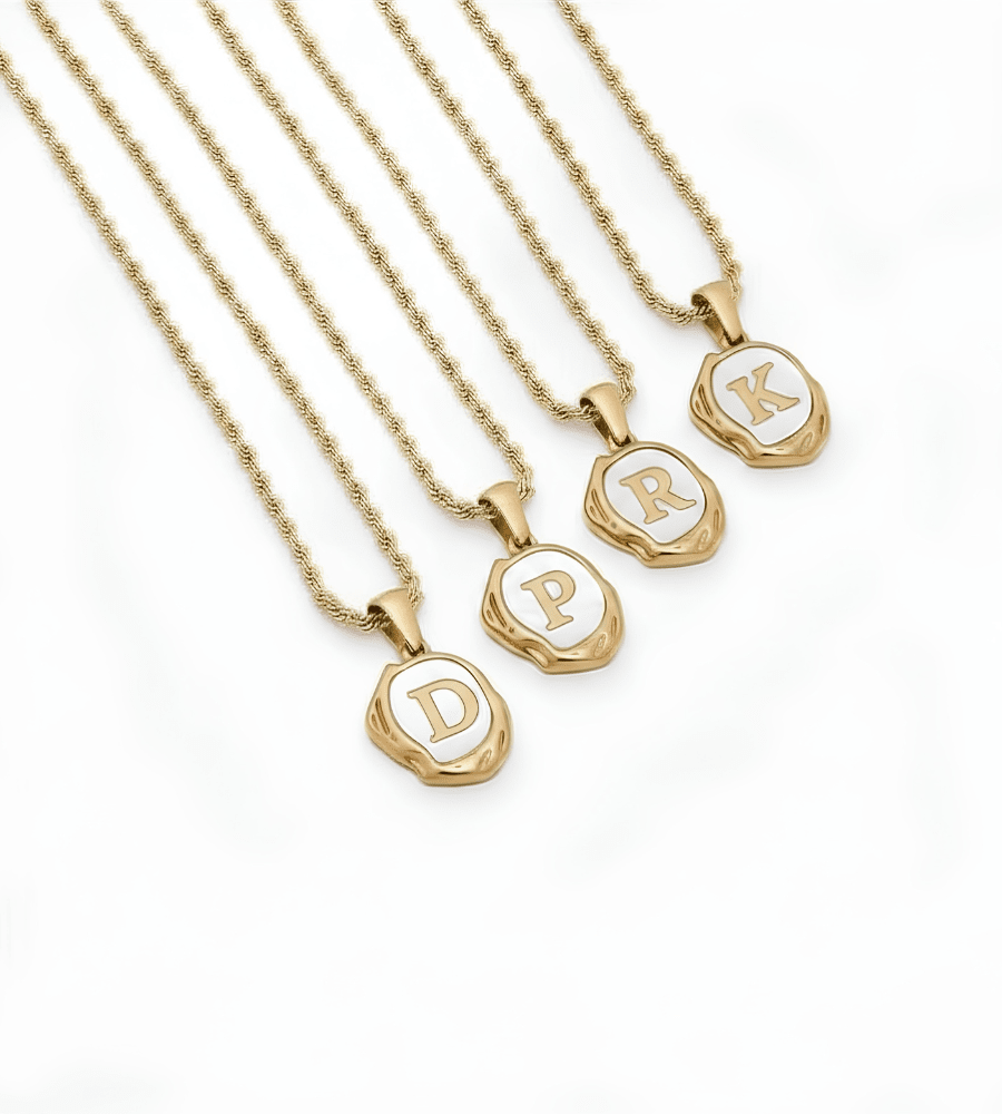 Mother of Pearl Initial Pendant Necklace - Mireva Jewelry