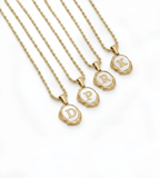 Mother of Pearl Initial Pendant Necklace - Mireva Jewelry