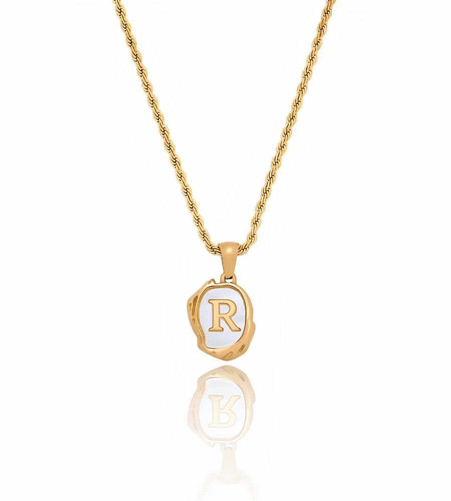 Mother of Pearl Initial Pendant Necklace - Mireva Jewelry