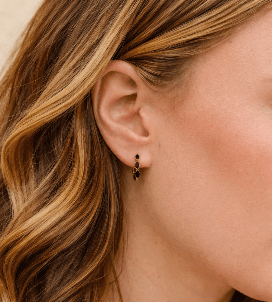 Onyx Tiny Hoops - Mireva Jewelry