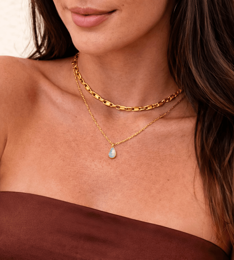 Opal Teardrop Necklace - Mireva Jewelry
