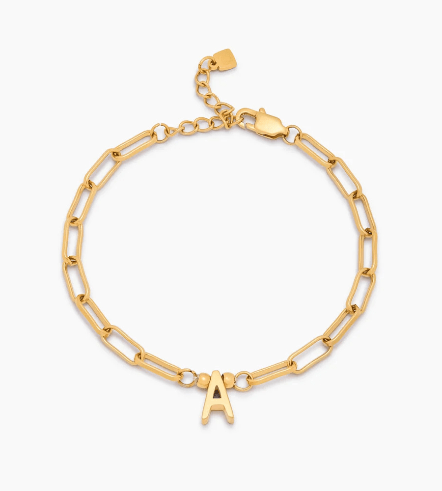 Paperclip Initial Bracelet - Mireva Jewelry