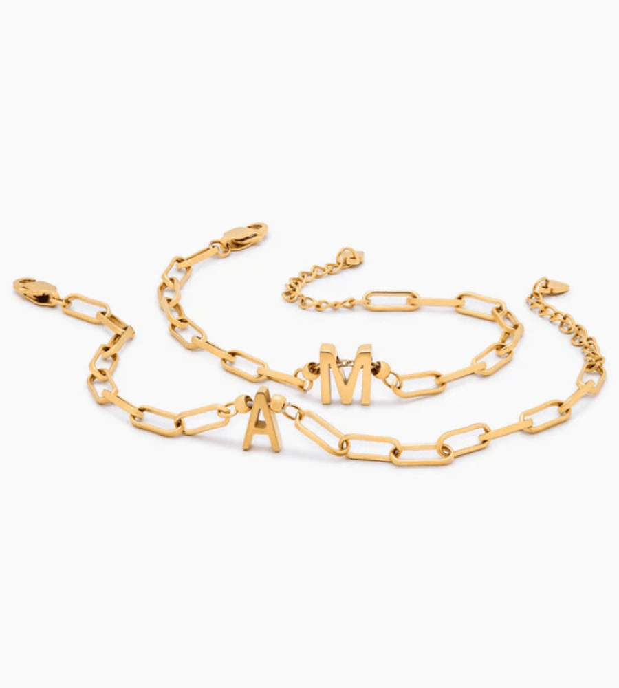 Paperclip Initial Bracelet - Mireva Jewelry
