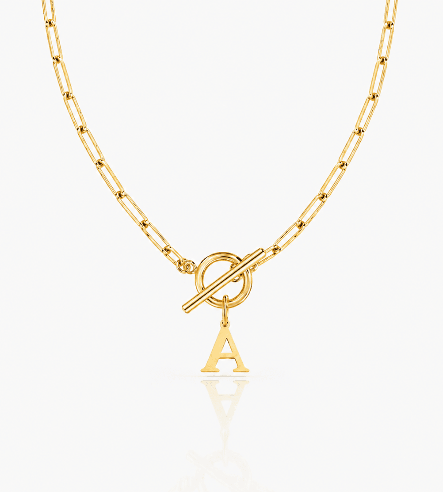 Paperclip Initial Necklace - Mireva Jewelry
