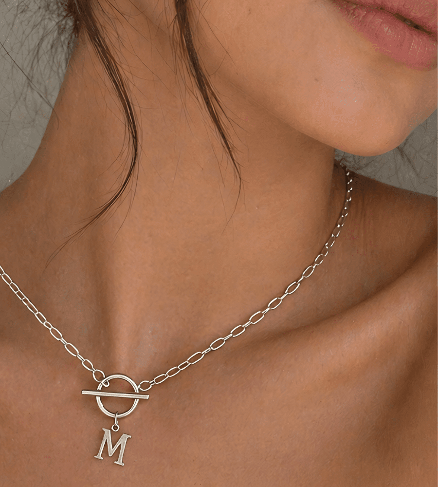Paperclip Initial Necklace - Mireva Jewelry