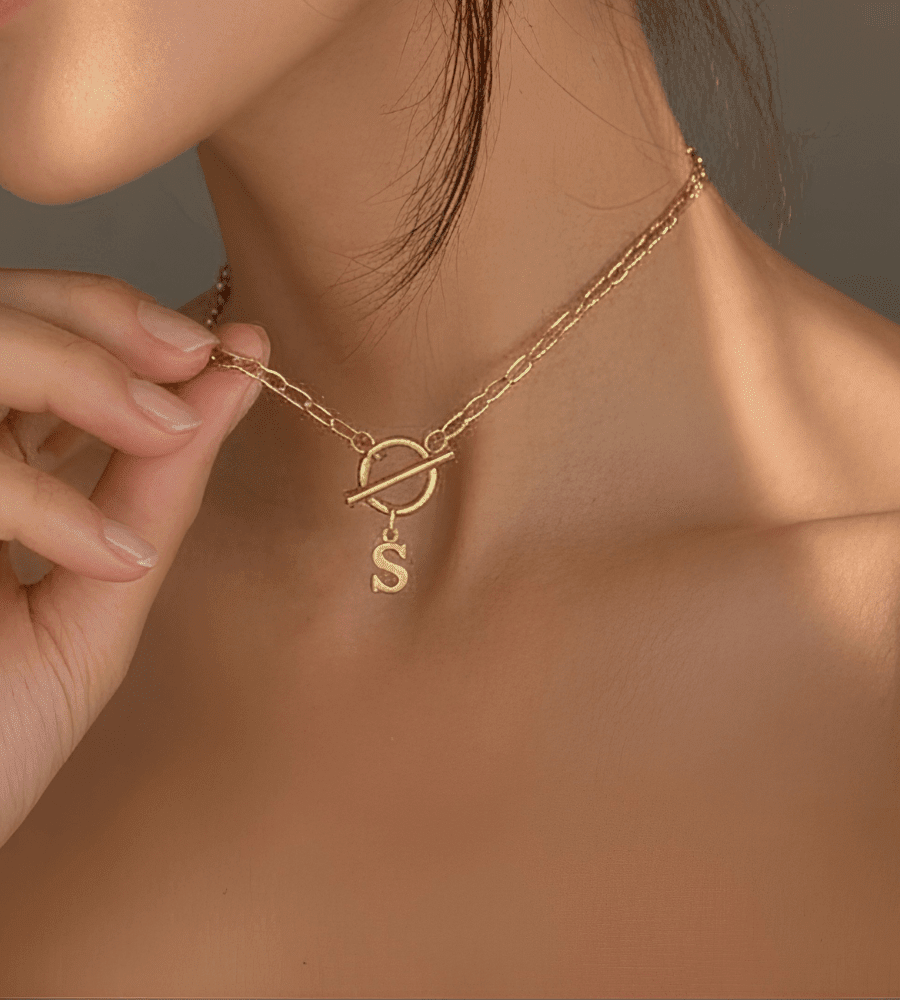Paperclip Initial Necklace - Mireva Jewelry