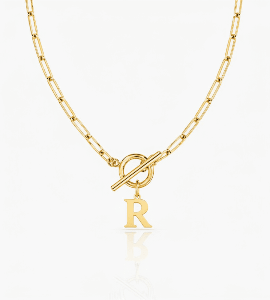 Paperclip Initial Necklace - Mireva Jewelry