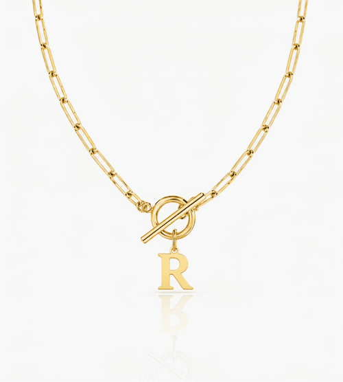 Paperclip Initial Necklace - Mireva Jewelry